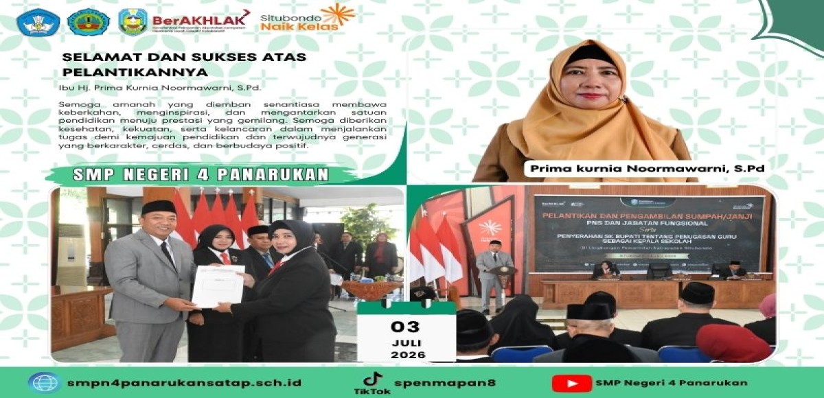 Selamat dan Sukses atas Pelantikannya Ibu Hj. Prima Kurnia Noormawarni, S.Pd.