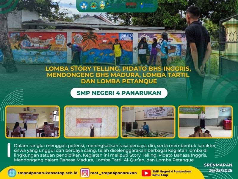 LOMBA STORY TELLING, PIDATO BHS INGGRIS,  MENDONGENG BHS MADURA, LOMBA TARTIL  DAN LOMBA PETANQUE