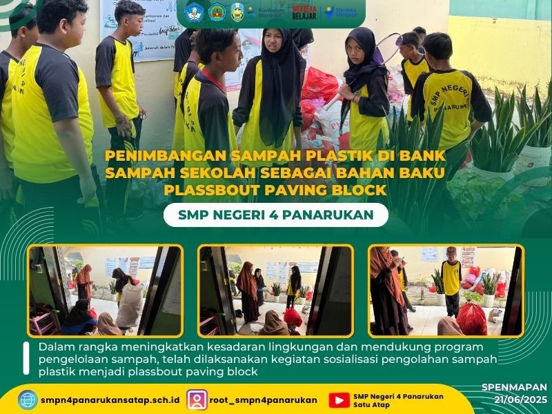 Penimbangan Sampah Plastik di Bank Sampah Sekolah Sebagai Bahan Baku Plassbout Paving Block